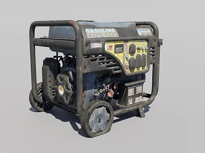 Heavy Duty Industrial Generator With Mobile Wheels And Control Panel For Power Supply 3d model