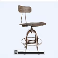 Industrial Style Leisure Chair With Wooden Seat Backrest And Metal Swivel Frame Footrest