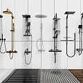 Various Shower Head Types In Modern Bathroom Design With Different Wall Mounted Styles 3d model