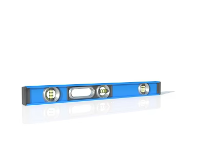 Industrial Equipment Blue Spirit Level with Three Bubble Vials Black End Caps and White Center 3d model