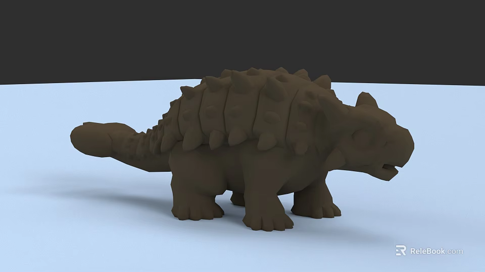 Brown Spiked Reptile Toy Model With Armored Back And Sturdy Legs 3d model 