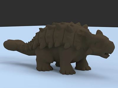 Brown Spiked Reptile Toy Model With Armored Back And Sturdy Legs 3d model