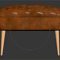 Orange Tufted Ottoman With Stylish Wooden Legs Modern Living Room Decor