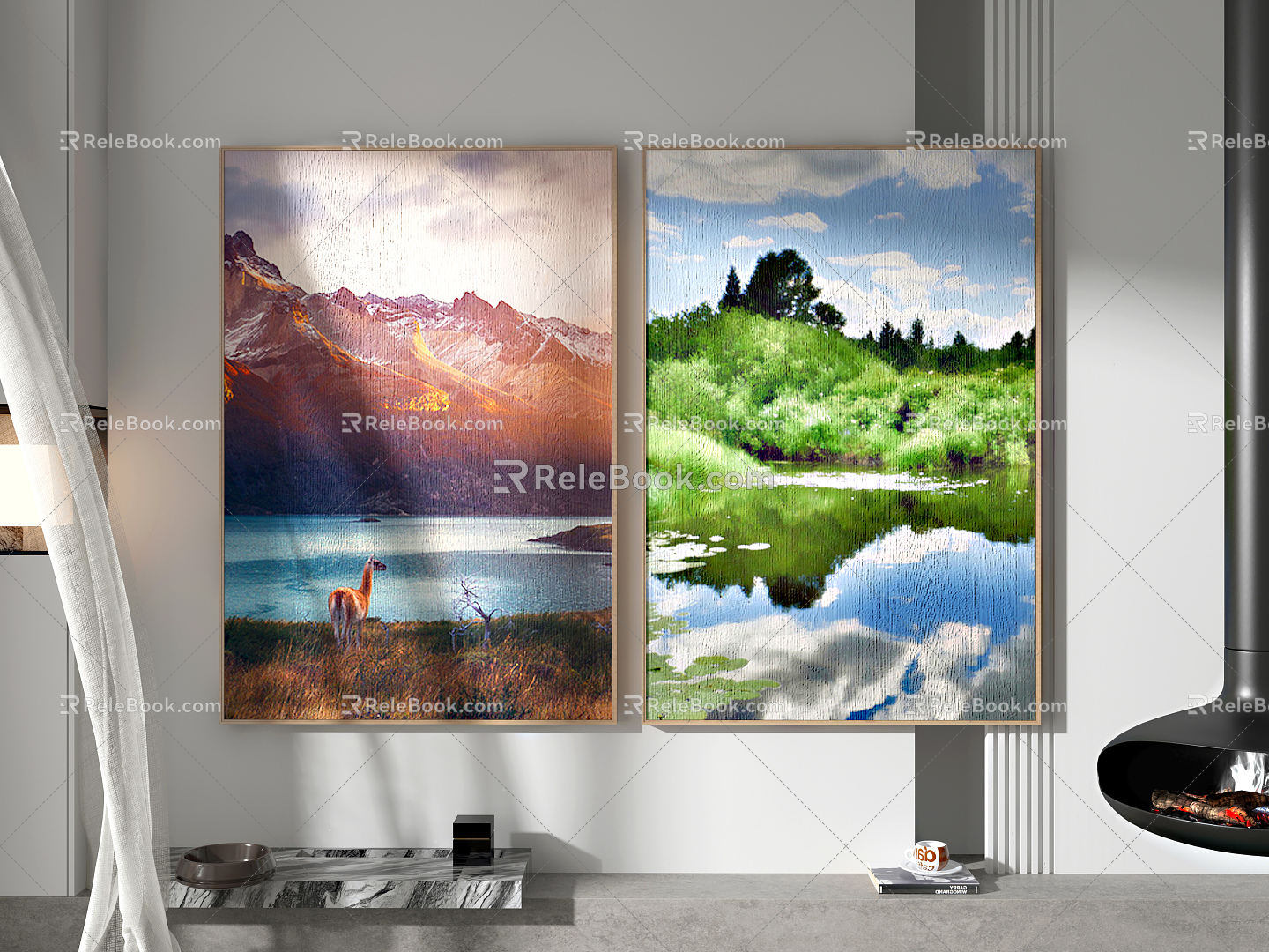 modern landscape painting abstract decorative painting 3d model