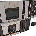 Modern TV Wall Unit Designs Featuring Marble Panels Storage Cabinets And Fireplace 3d model