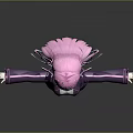 Game Movie Character With Pink Blue Twin Tails Purple Coat Pink Plaid Skirt White Stockings