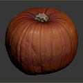 Round Orange Striped Pumpkin With Stem For Home Decor And Kitchen Use