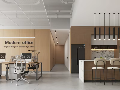 Public office on the 16th floor of the modern public office area 3d model