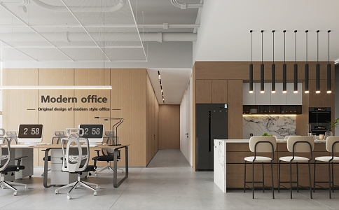 Public office on the 16th floor of the modern public office area 3d model