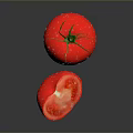 Fresh Ripe Tomato Whole And Sliced With Water Droplets On Dark Background