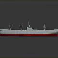 White Ship Model With Red Bottom And Deck Structures On Reflective Surface