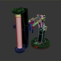 Game Movie Character With Black Mechanical Robotic Arm And White Cylindrical Component Design