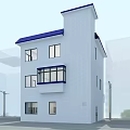Modern Police Office Building Exterior With Blue Signage And White Facade