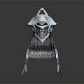 Fantasy Mythical Creature Character With Wolf Like Head Horns Cloak And Slender Legs