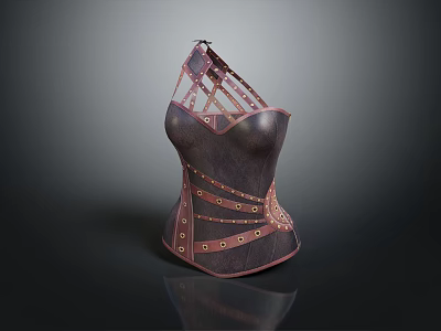 Weapon Armor With Purple Brown Leather Design Metal Studs And Cross Straps 3d model