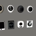 Modern Washing Machines With Various Shapes Colors And Control Panel Designs