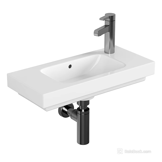 Sleek Modern White Ceramic Washbasin With Chrome Faucet And Pedestal Support Design 3d model 