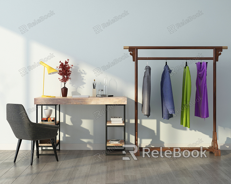 Modern desk and chair room decoration model