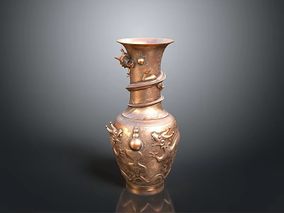 Traditional Copper Cup With Intricate Dragon Carvings And Classic Design 3d model