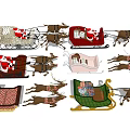 Christmas Art Installation Featuring Decorative Sleighs Reindeer And Festive Designs