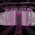 Industrial Sci Fi Interior With Metal Walls Ceiling Black Floor Door And Cables