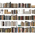 Various Types of Books and Magazines in Different Colors and Sizes Neatly Arranged