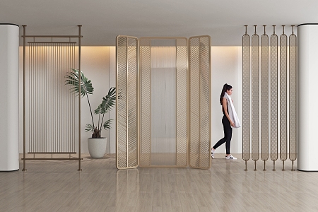 Light Luxury Metal Partition Screen 3d model