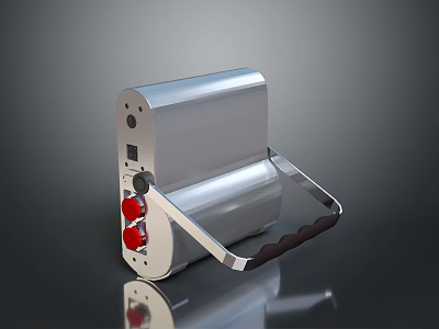 Silver Portable Equipment With Red Control Buttons Handle And Roll Paper Design 3d model