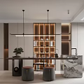 Modern Living and Dining Room Interior Design With Sofa Coffee Table And Decorative Wall Art