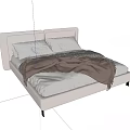 Modern White Double Bed with Sleek Headboard and Cozy Blanket in Minimalist Design