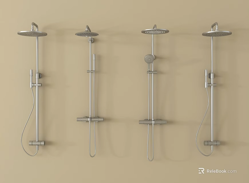 Different Styles Stainless Steel Shower Systems With Wall Mounted Design And Chrome Finish 3d model 