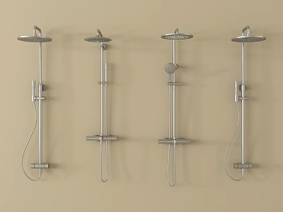 Different Styles Stainless Steel Shower Systems With Wall Mounted Design And Chrome Finish 3d model
