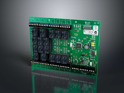 Green Computer Circuit Board With Electronic Components Chip And Integrated Parts 3d model