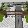 Modern Entrance Gate With Wooden Grid Canopy Glass Curtain Wall And High Rise Residential Background