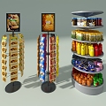 Supermarket shelf snack display case 3d model