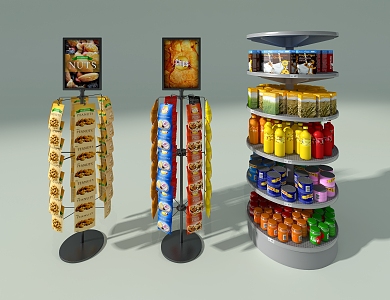 Supermarket shelf snack display case 3d model