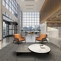 Contemporary Front Desk Reception With Wooden Slat Wall Marble Flooring And Ambient Lighting