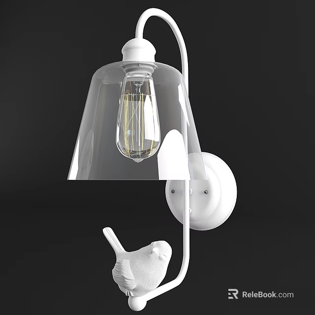 White Wall Sconce With Transparent Glass Shade And Edison Bulb For Modern Indoor Lighting Design 3d model 