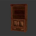 Traditional Wooden Bookcase With Carved Details Cabinet Doors And Drawer