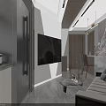 Modern Living Dining Room Interior With Sofa Coffee Table And Decorative Plants