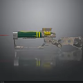 Mechanical Laser Tool With Green Yellow Casing Metal Bracket And Red Laser Beam