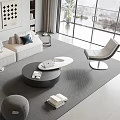 Modern White Sofa And Round Coffee Table Set With Accent Chair Floor Lamp Area Rug