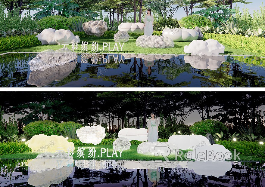 Nordic ins Cloud Landscape Sculpture White Cloud Weaving White Cloud Net Red White Cloud Pin Photo Point Cloud Landscape model