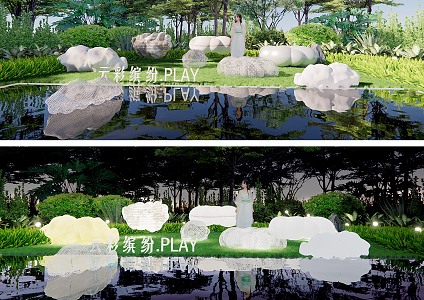 Nordic ins Cloud Landscape Sculpture White Cloud Weaving White Cloud Net Red White Cloud Pin Photo Point Cloud Landscape 3d model