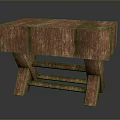 Rustic Wooden Table With Natural Wood Grain And Unique Leg Support Structure