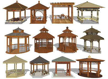 New Chinese style gazebo combination 3d model