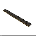 Tactical Weapon Ammunition Belt With Black Strap And Golden Bullets Arranged In Long Strip