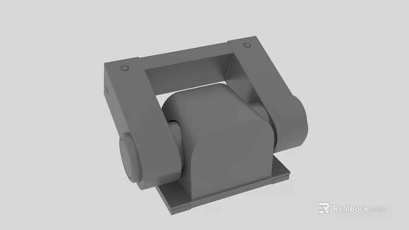 Gray Mechanical Component 3D Model With Bracket Rollers And Base Plate Structural Design 3d model