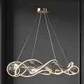 Modern Artistic Chandelier With Wavy Curved Design And Illuminated Glass Elements