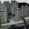 Residential Garden Landscape Among High Rise Apartment Buildings With Green Space